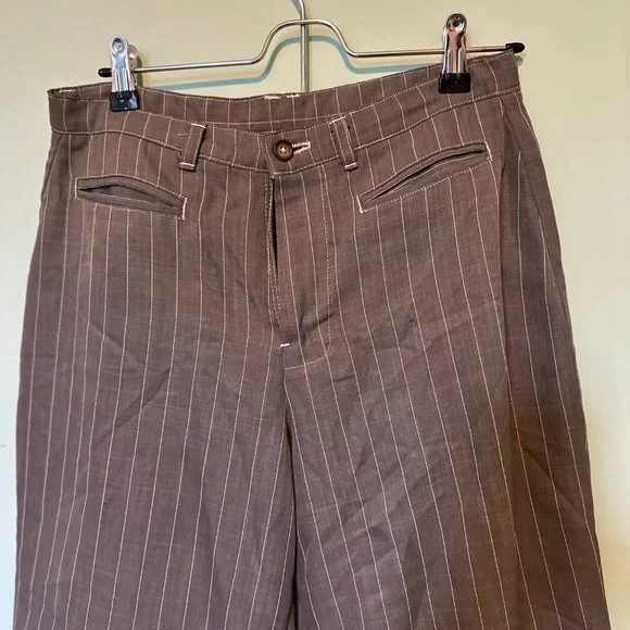 pinstripe wide leg mid waist pants - Picture 5 of 6